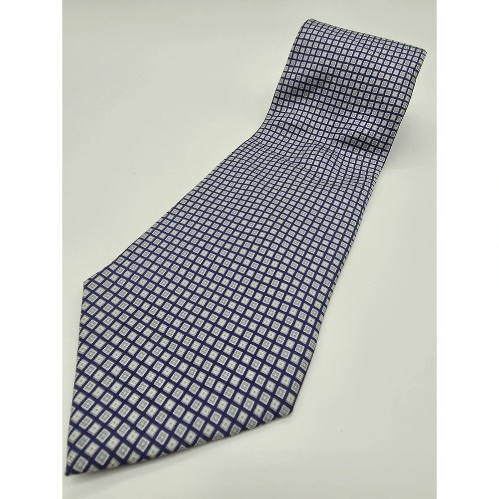 Brooks Brothers 346 Blue Gray Geometric 100% Silk Tie 59